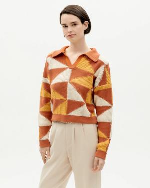 Thinking Mu  Brown knitted Paquita sweater WKN00180
