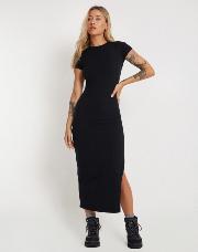   MOTEL   SHORT SLEEVE MAXI DRESS IN BLACK KASOR D1