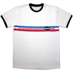 Oasis Unisex Ringer T-Shirt: 1996 Tour Horizontal Stripes (White) OASIS 4