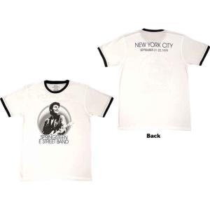 BRUCE SPRINGSTEEN UNISEX RINGER T-SHIRT: NYC (WHITE) (BACK PRINT) BRUCE S2