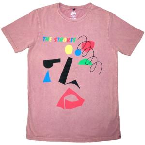 THE STROKESThe Strokes Unisex Stone Wash T-Shirt: Abstract Face (Kashmir Red) STROKES 4