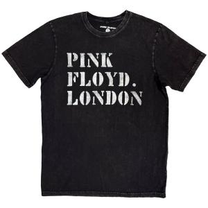Pink Floyd Unisex Stone Wash T-Shirt: Stencil Logo (Black) PINK FLOYD 18