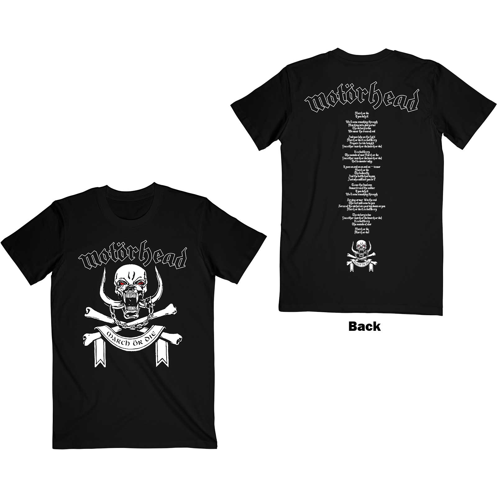  MOTORHEAD UNISEX T-SHIRT: MARCH OR DIE LYRICS (BACK PRINT) MOTORHEAD 8 