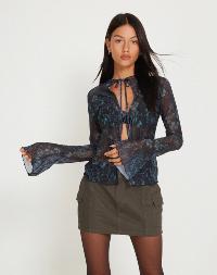  MOTEL CARDI IN BATIK BOTANICAL BLACK GREEN SADAMA C1