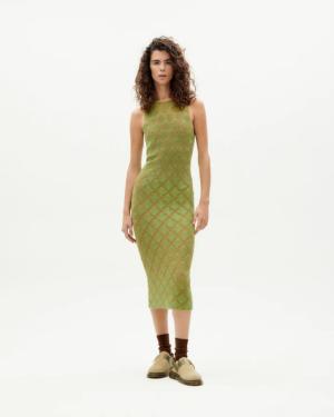 Thinking Mu  Green knit Pippi dress   WKN00174