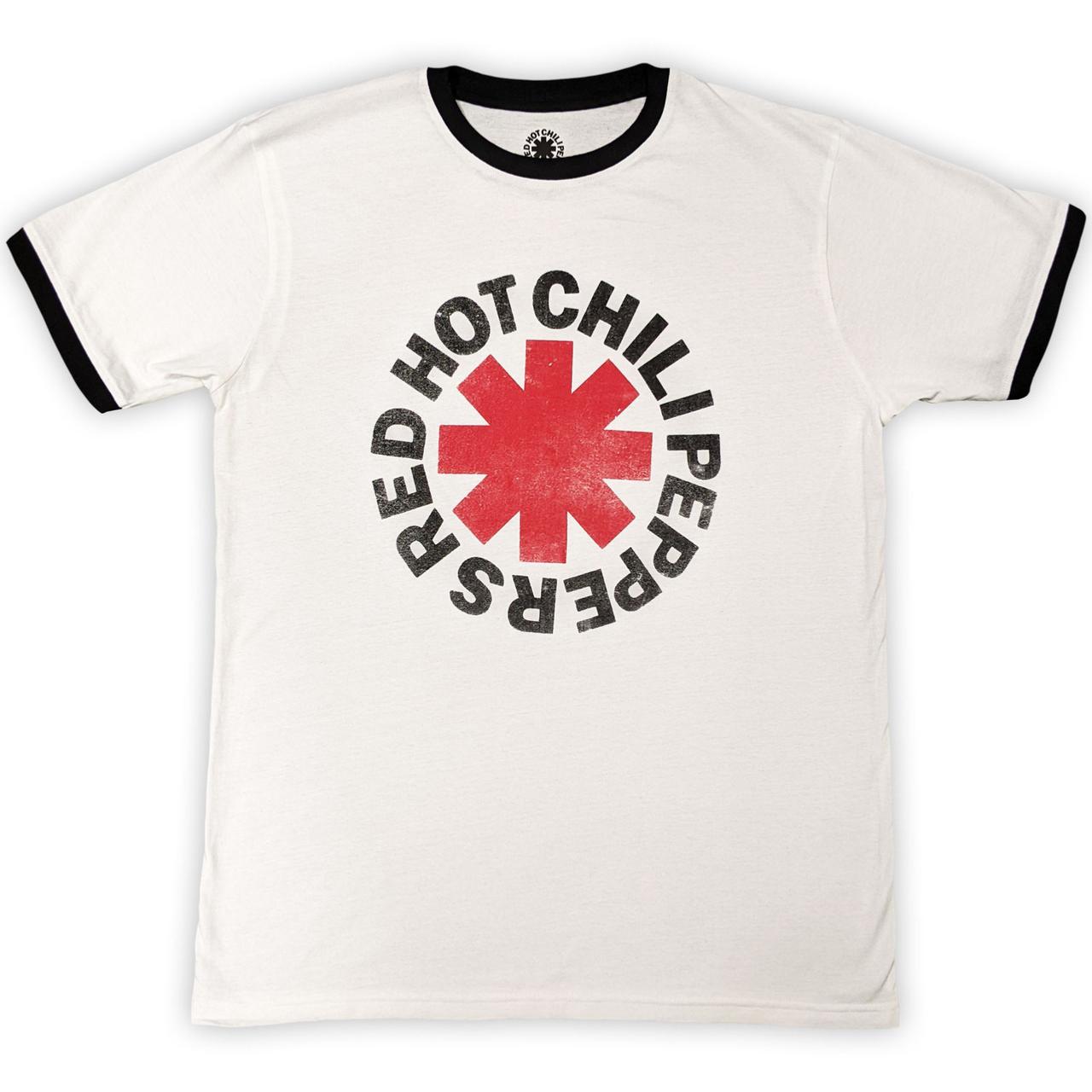 Red Hot Chili Peppers Unisex Ringer T-Shirt: Logo Ringer (White)  THCP 6