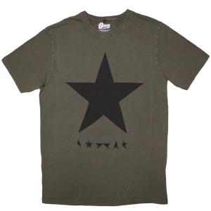 David Bowie Unisex Stone Wash T-Shirt: Blackstar (Green) BOWIE 13