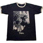 Tupac Unisex T-Shirt: Flag Photo (Ringer)  TUPAC 4
